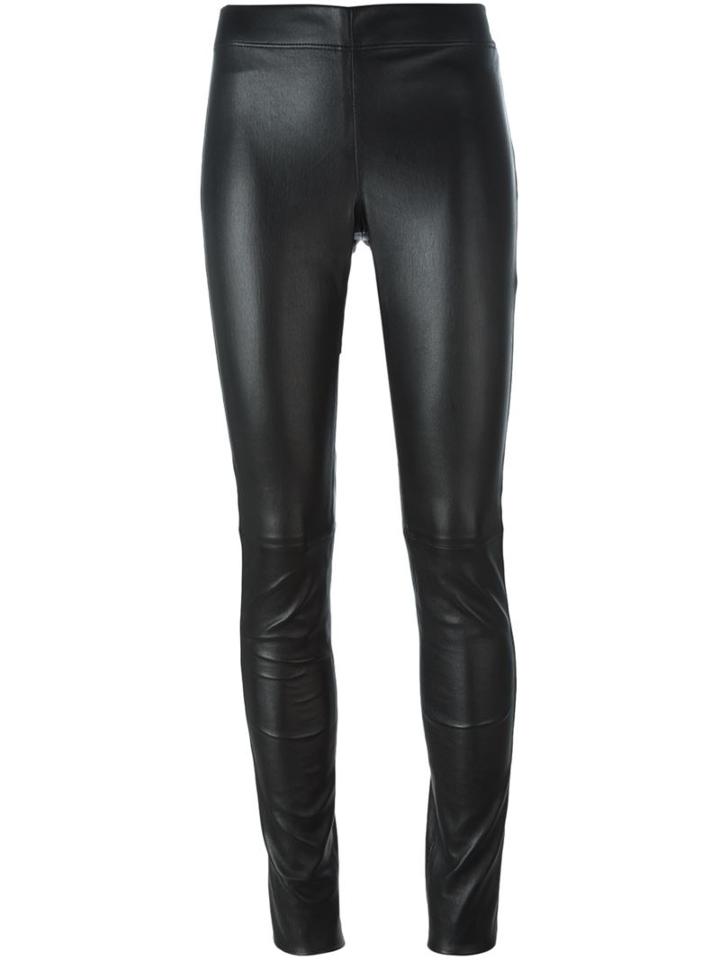 Joseph Panelled Leggings, Women's, Size: 38, Black, Lamb Skin/cotton/spandex/elastane