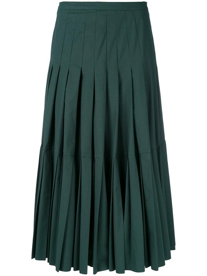 Rochas Pleated Midi Skirt - Green