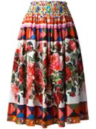 Dolce & Gabbana Mambo Print Pleated Skirt, Women's, Size: 36, Pink, Cotton
