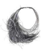 Fabiana Filippi Feather Embellished Multi Strand Necklace - Grey