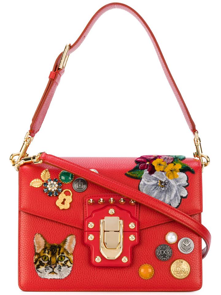 Dolce & Gabbana Lucia Zambia Cat Shoulder Bag - Red