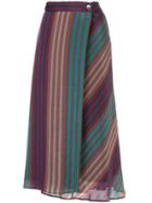 Cityshop Striped Asymmetric Long Skirt - Brown