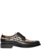 Burberry Brogue Detail Leather And Vintage Check Derby Shoes - Black