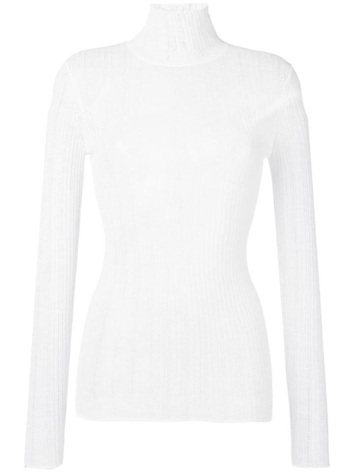 Theory Ribbed Turtleneck Jumper - White
