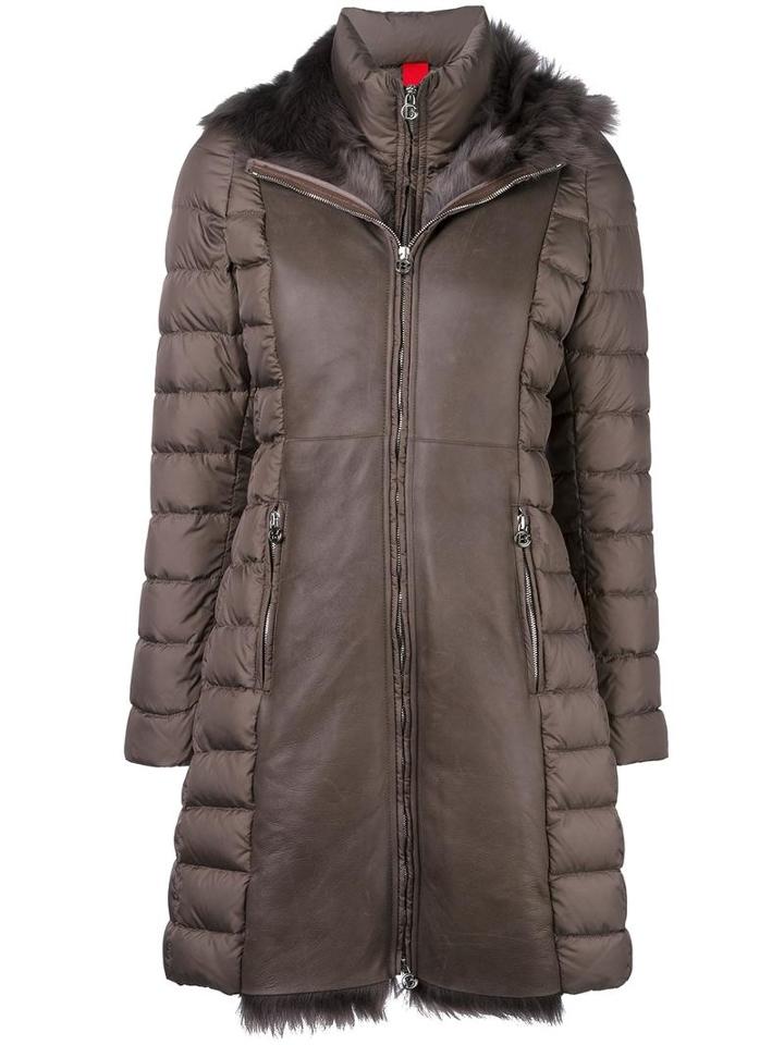 Baldinini Padded Coat, Size: 42, Brown, Polyamide/feather Down/sheep Skin/shearling