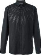 Neil Barrett Lightning Bolt Shirt, Men's, Size: 41, Black, Cotton