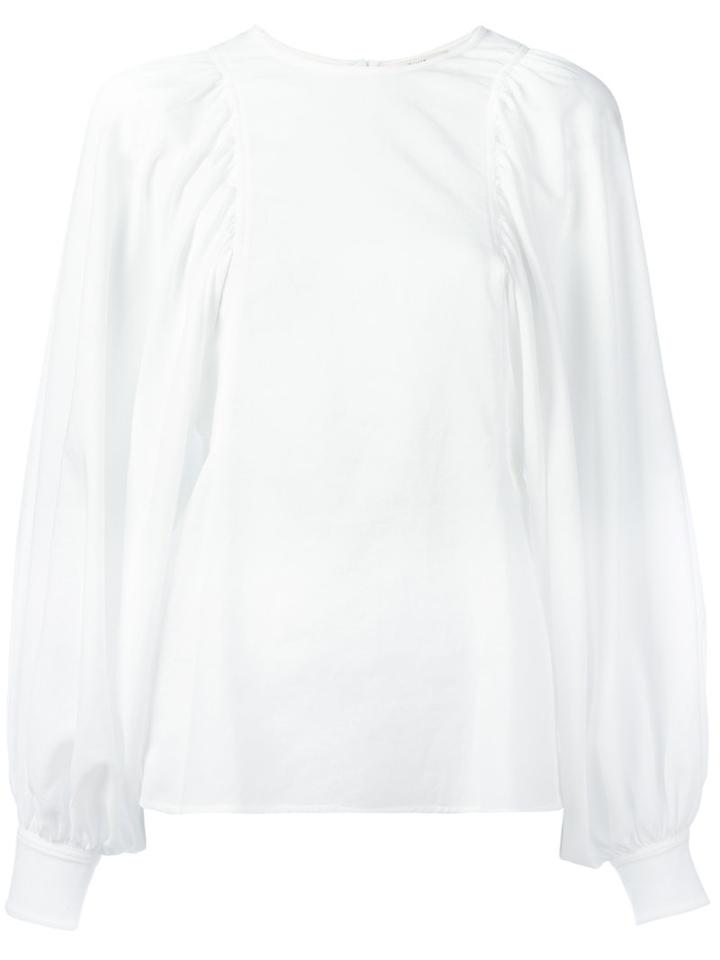 Céline - Sleeve Detail Blouse - Women - Cotton - 36, Women's, White, Cotton