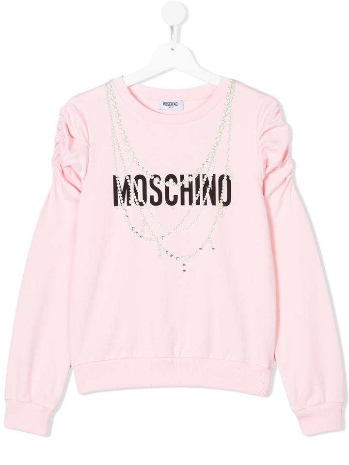 Moschino Kids Pearls Print Sweatshirt - Pink & Purple