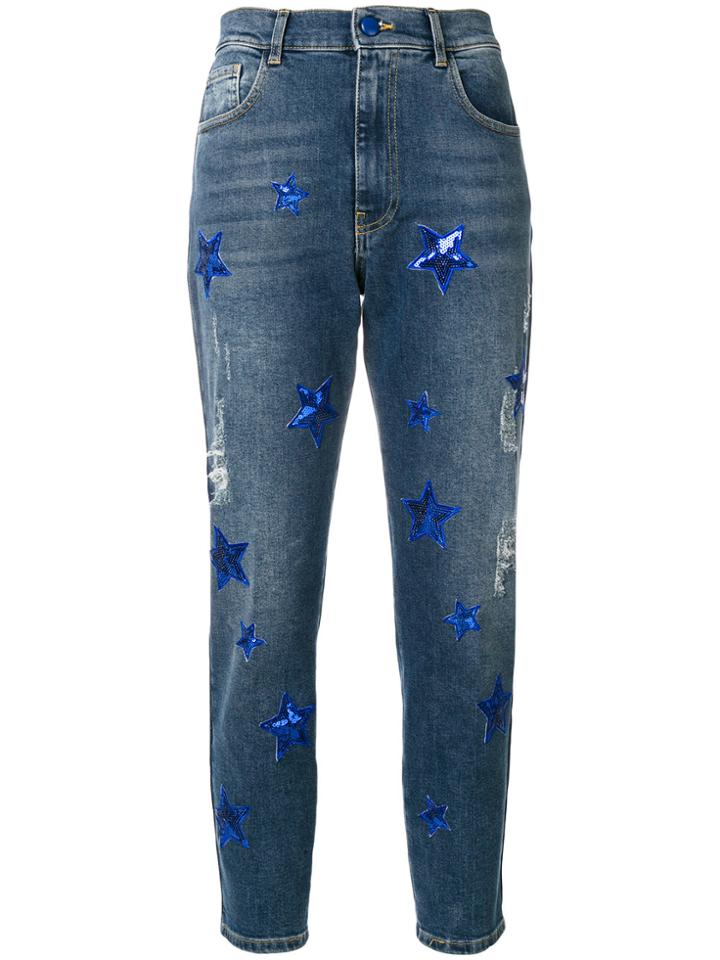 History Repeats Sequin Star Patch Skinny Jeans - Blue