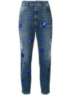 History Repeats Sequin Star Patch Skinny Jeans - Blue
