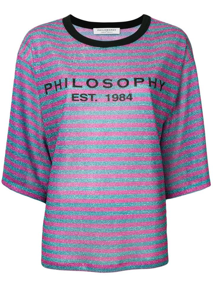 Philosophy Di Lorenzo Serafini Striped Logo Print T-shirt - Green