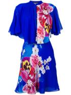 Roberto Cavalli Ruffled Floral Print Dress - Blue