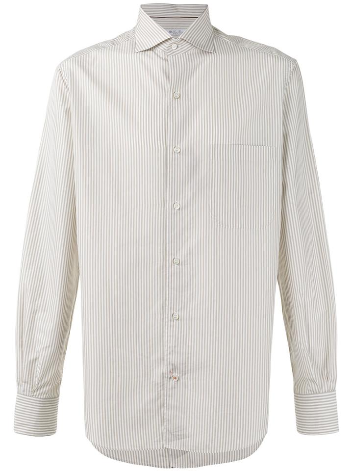 Loro Piana - Alain Striped Shirt - Men - Silk/cotton - Xxl, White, Silk/cotton