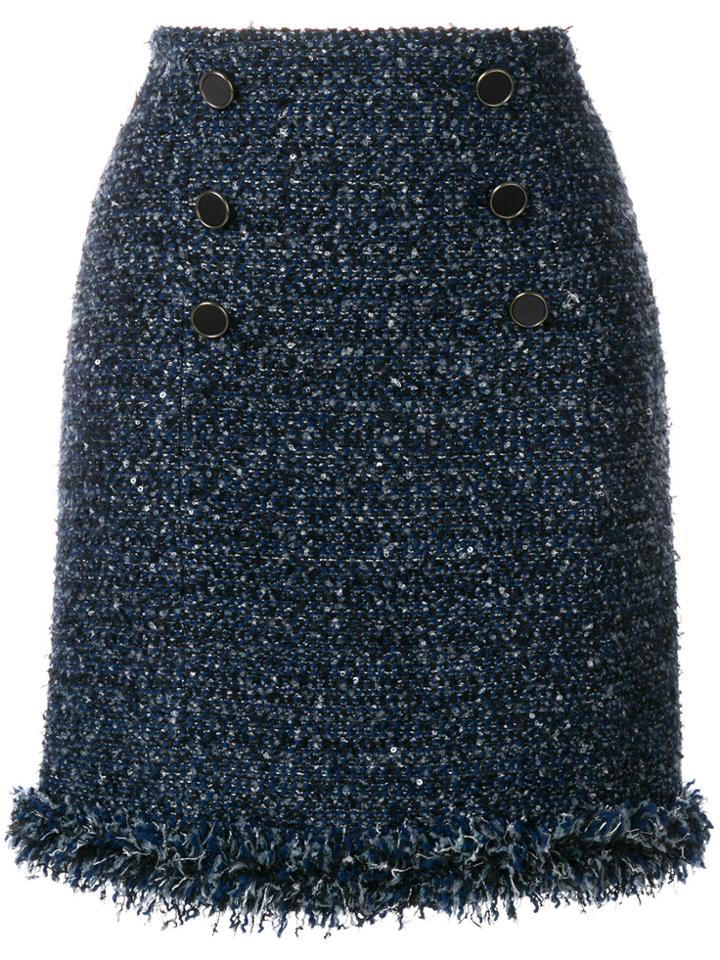 Karl Lagerfeld Fringed Bouclé Skirt - Blue