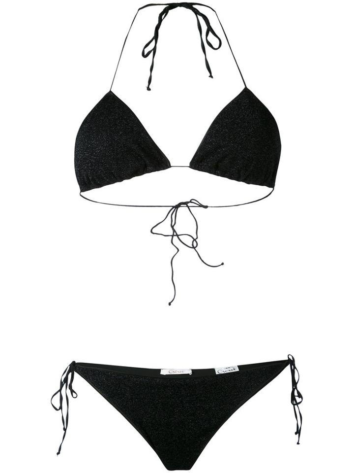 Oseree - Lurex Bikini Set - Women - Polyamide/polyester/spandex/elastane - S, Black, Polyamide/polyester/spandex/elastane
