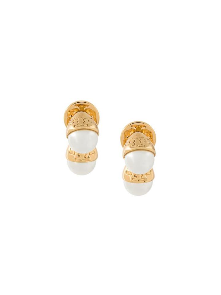 Tory Burch Embossed Earrings, Women's, Metallic