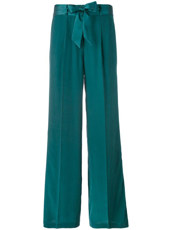 Equipment - Tied Belt Straight Trousers - Women - Silk - M, Blue, Silk