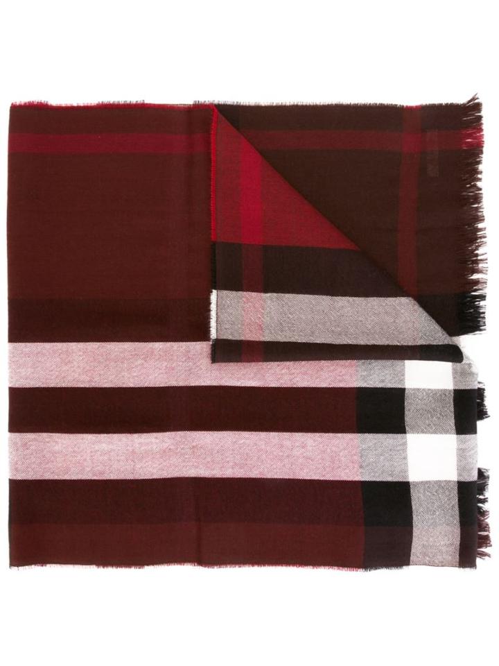 Burberry Checked Scarf, Men's, Red, Cashmere/merino