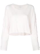Iro Lace-up Sleeve Top - Pink & Purple