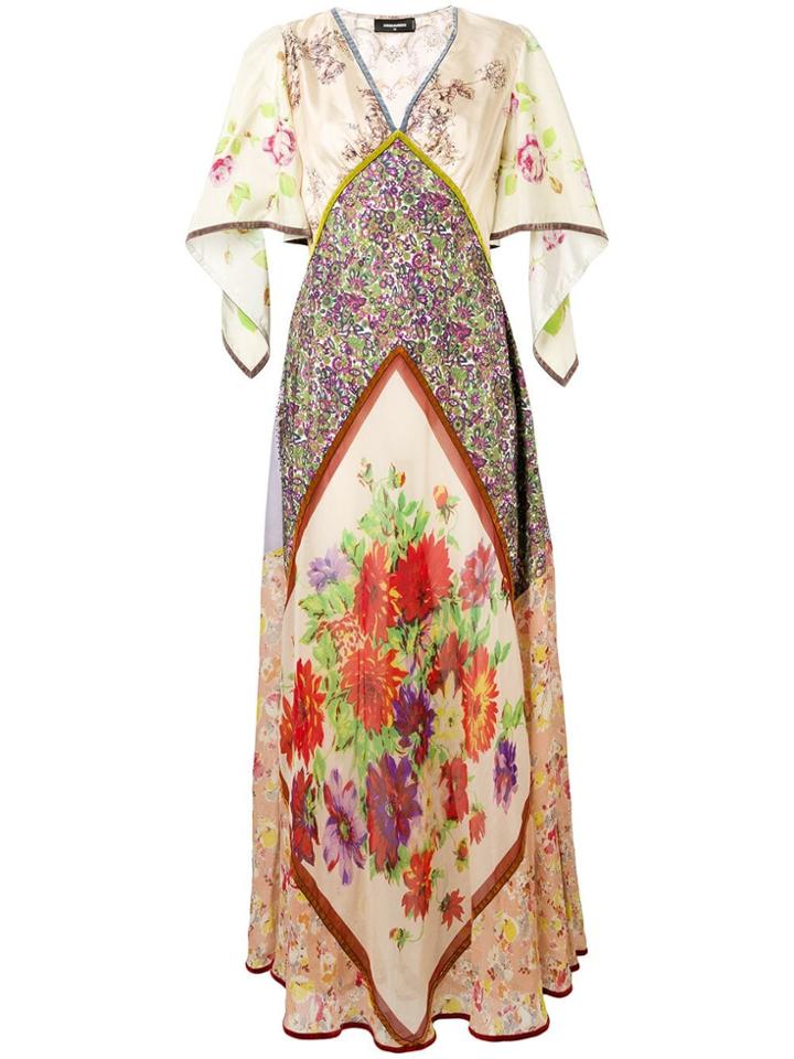 Dsquared2 Floral Silk Dress - Neutrals
