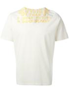 Maison Margiela Printed V-neck T-shirt, Men's, Size: Large, Yellow/orange, Cotton