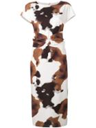 Patrizia Pepe Cow-print Midi Dress - Brown