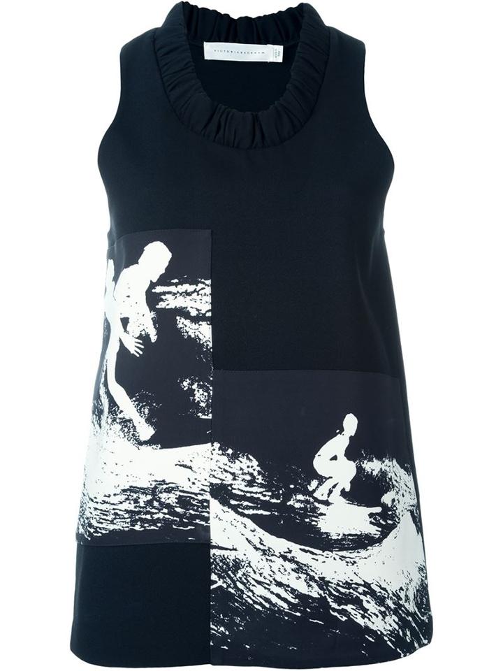 Victoria Beckham Surfer Print Tank Top, Women's, Size: 12, Black, Acetate/viscose/silk