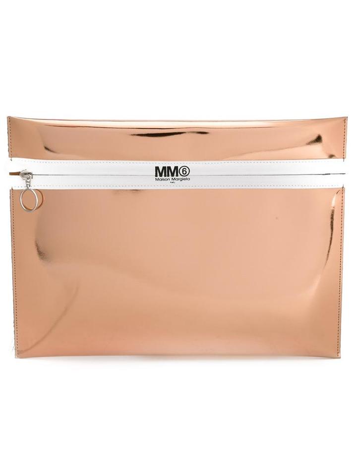 Mm6 Maison Margiela Metallic Clutch, Women's, Pink/purple, Polyester/polyurethane