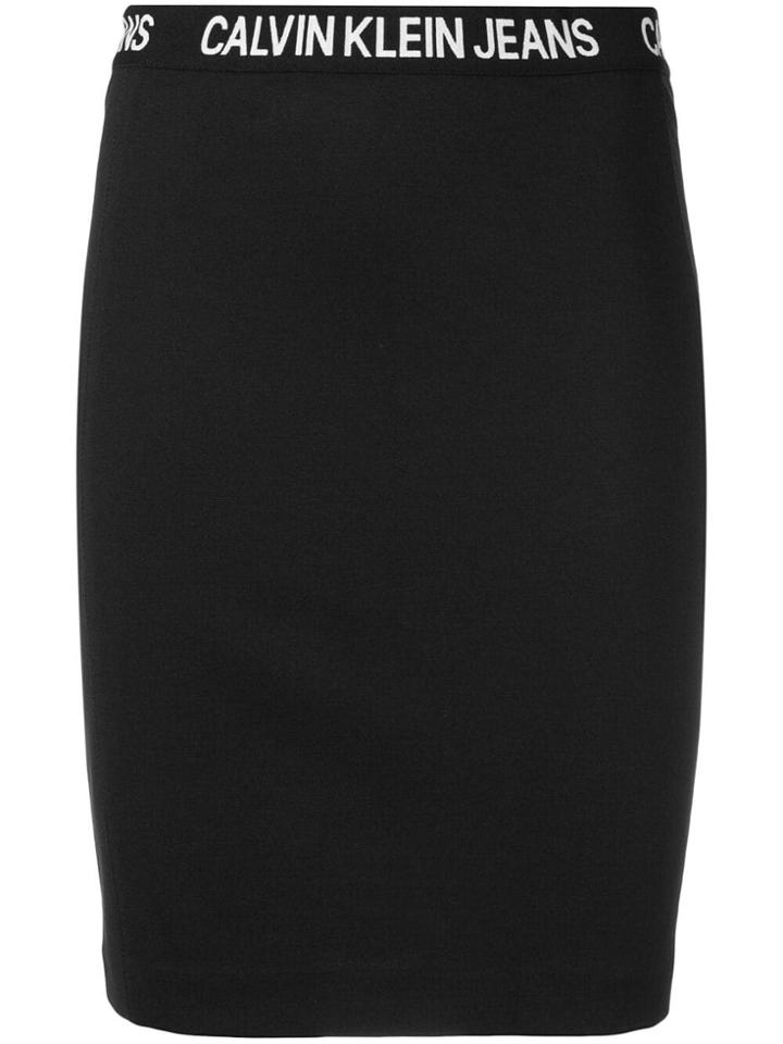 Calvin Klein Jeans Logo Band Pencil Skirt - Black