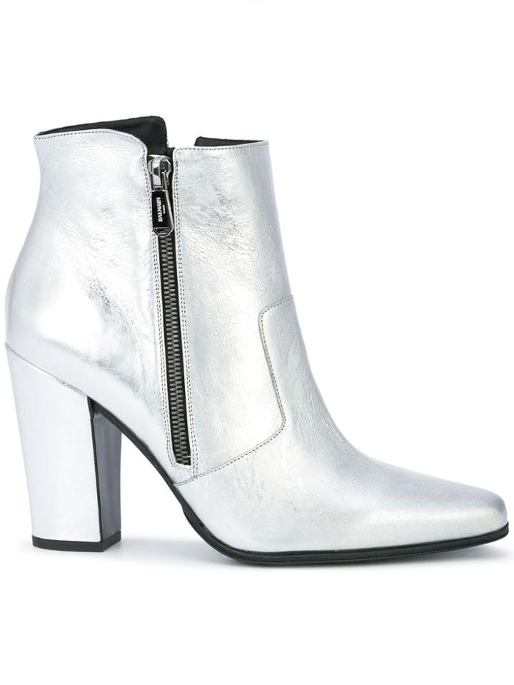 Balmain Anthea Metallic Booties - Grey