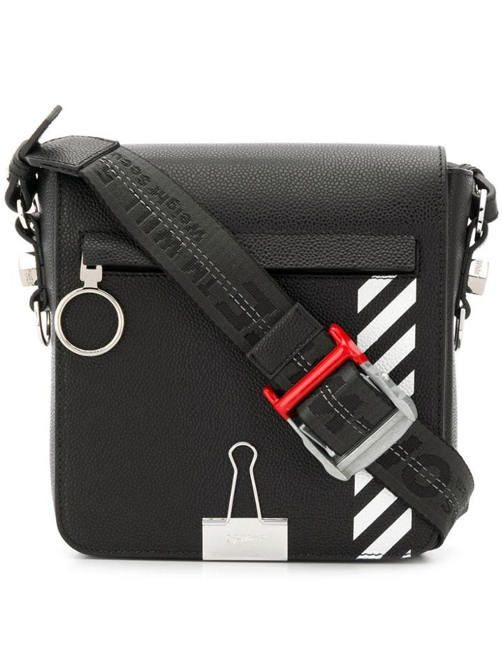 Off-white Striped Detail Messenger Bag - Black