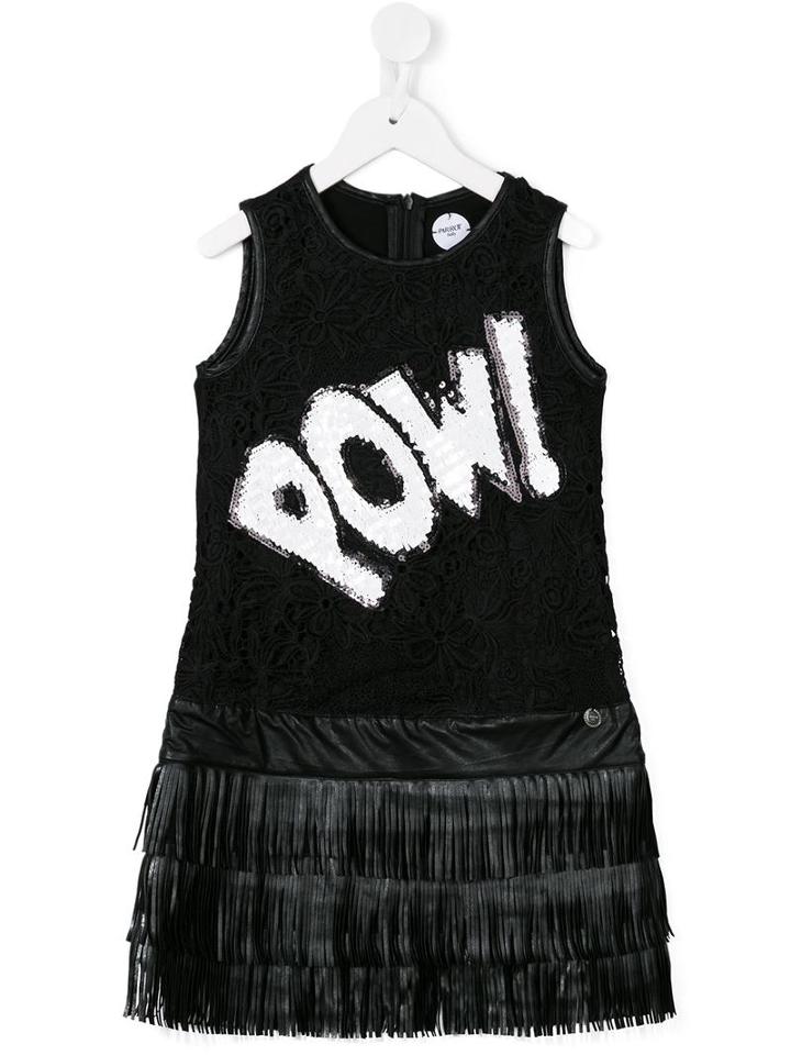 Parrot Kids Guipure Lace Fringed Dress, Girl's, Size: 6 Yrs, Black