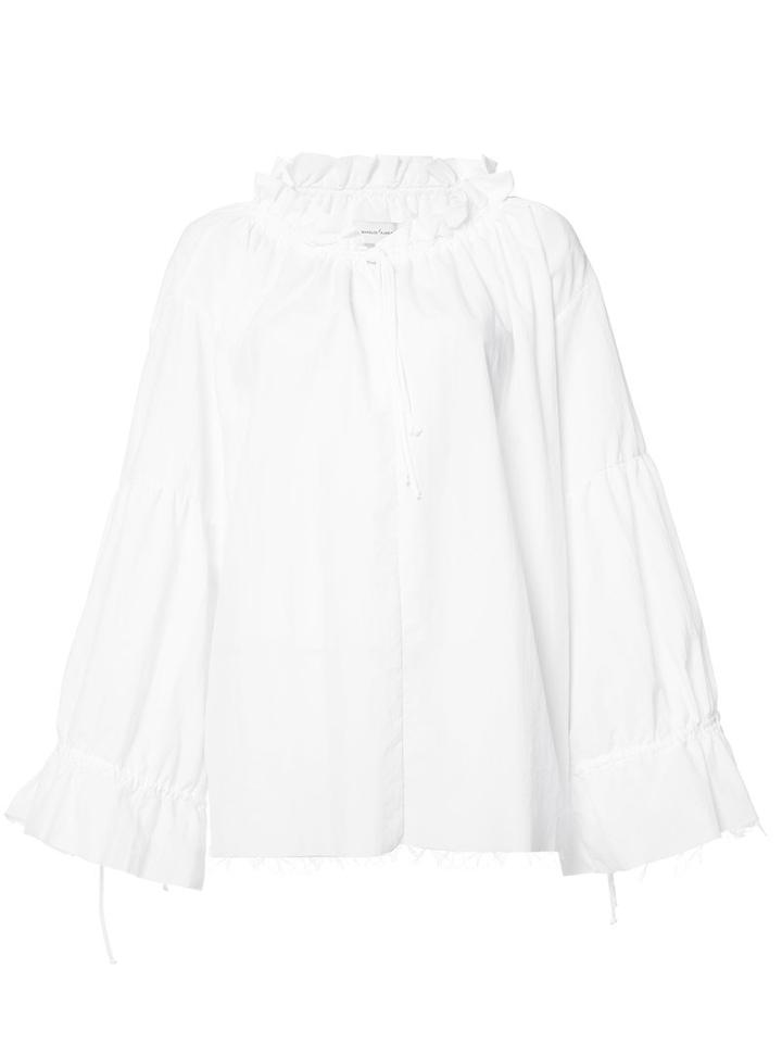 Marques'almeida Ruffled Neck Shift Blouse, Women's, Size: Medium, White, Polyimide