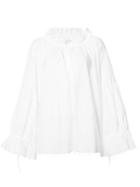 Marques'almeida Ruffled Neck Shift Blouse, Women's, Size: Medium, White, Polyimide