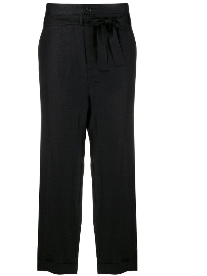 Reality Studio Belted Waist Cropped Trousers - Black