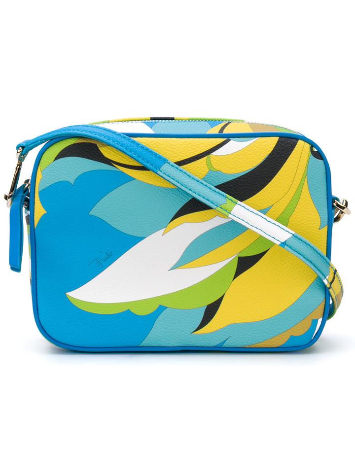 Emilio Pucci - Abstract Print Shoulder Bag - Women - Polyurethane - One Size, Blue, Polyurethane
