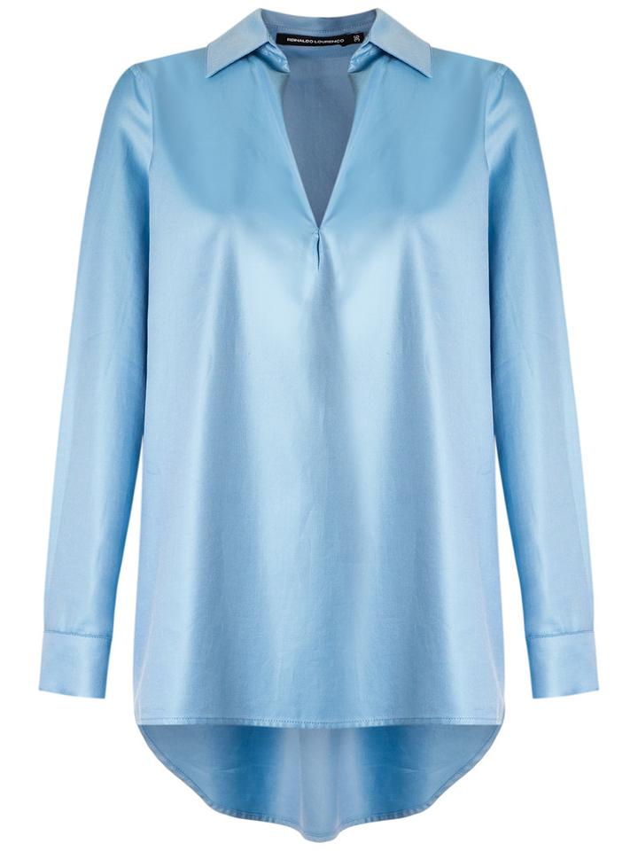 Reinaldo Lourenço - Mullet Hem Shirt - Women - Cotton - 36, Blue, Cotton