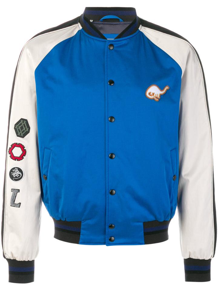 Lanvin Varsity Dinosaur Bomber Jacket - Blue
