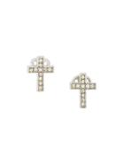 Nina Ricci Vintage Embellished Cross Clip-on Earrings - Metallic