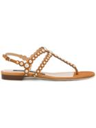 Sergio Rossi Open Toe Studded Sandals - Brown