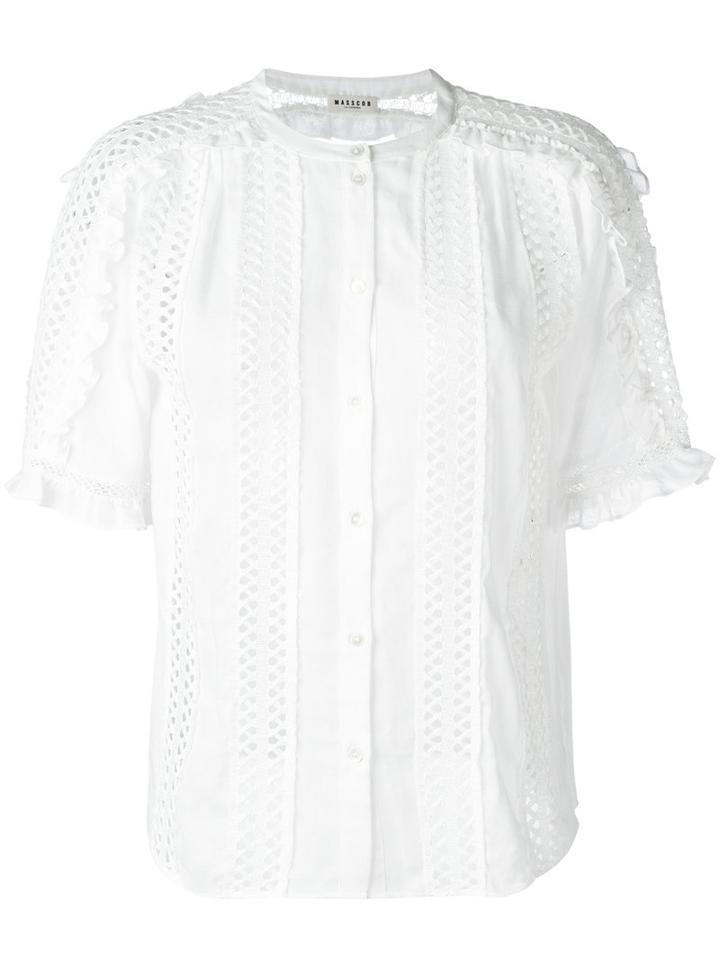 Masscob Crochet Details Blouse, Size: Large, White, Cotton