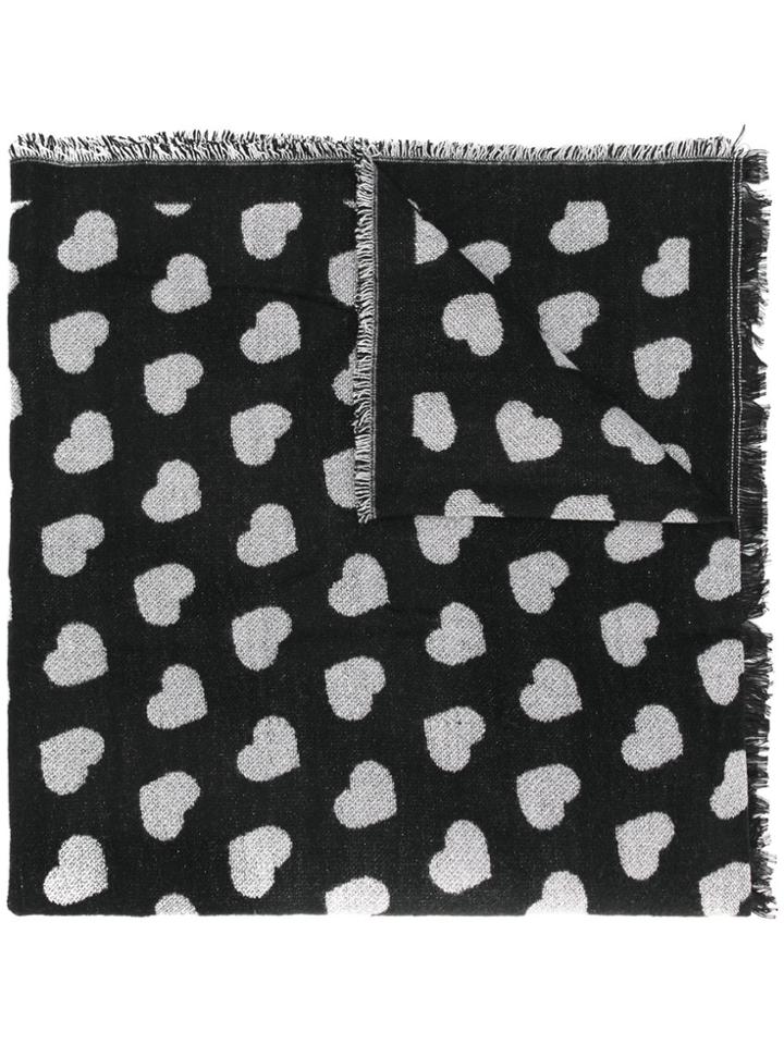 Twin-set Woven Heart Scarf - Black