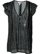 Joie - Sheer Floral Pattern Blouse - Women - Silk - L, Women's, Black, Silk