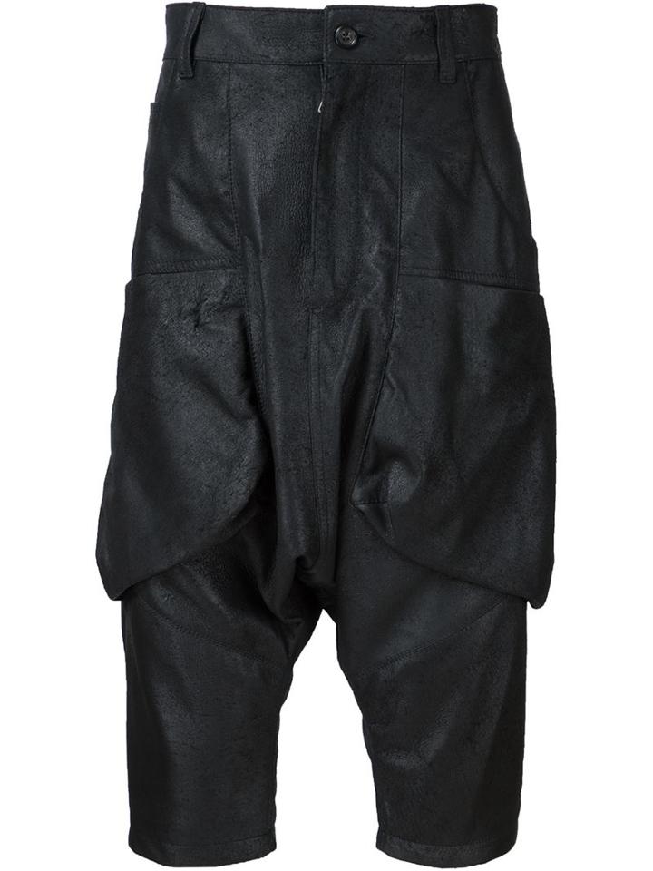 Alexandre Plokhov Drop-crotch Short Pants, Men's, Size: 50, Black, Lamb Skin