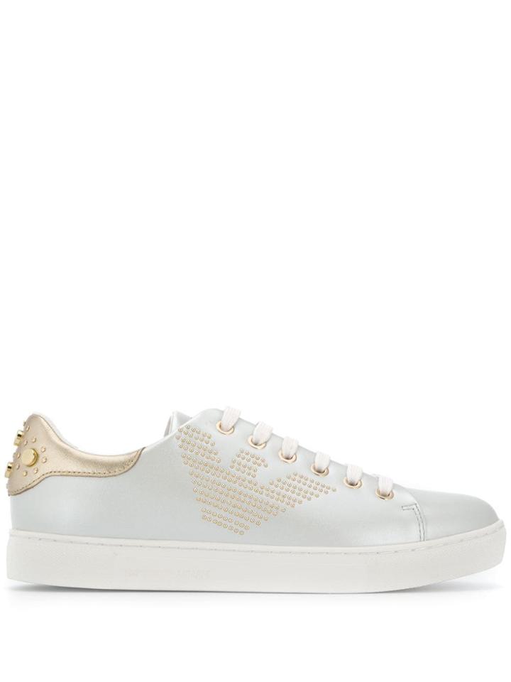 Emporio Armani Studded Logo Sneakers - White