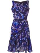 Marchesa Notte Floral Chiffon Cocktail Dress - Purple