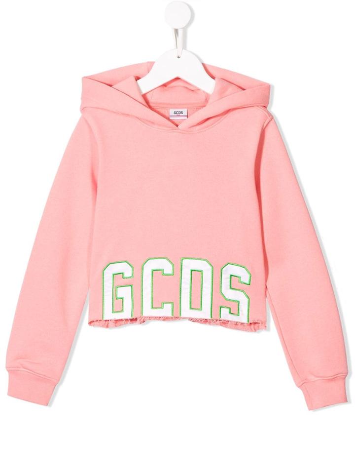 Gcds Kids Logo Print Hoodie - Pink