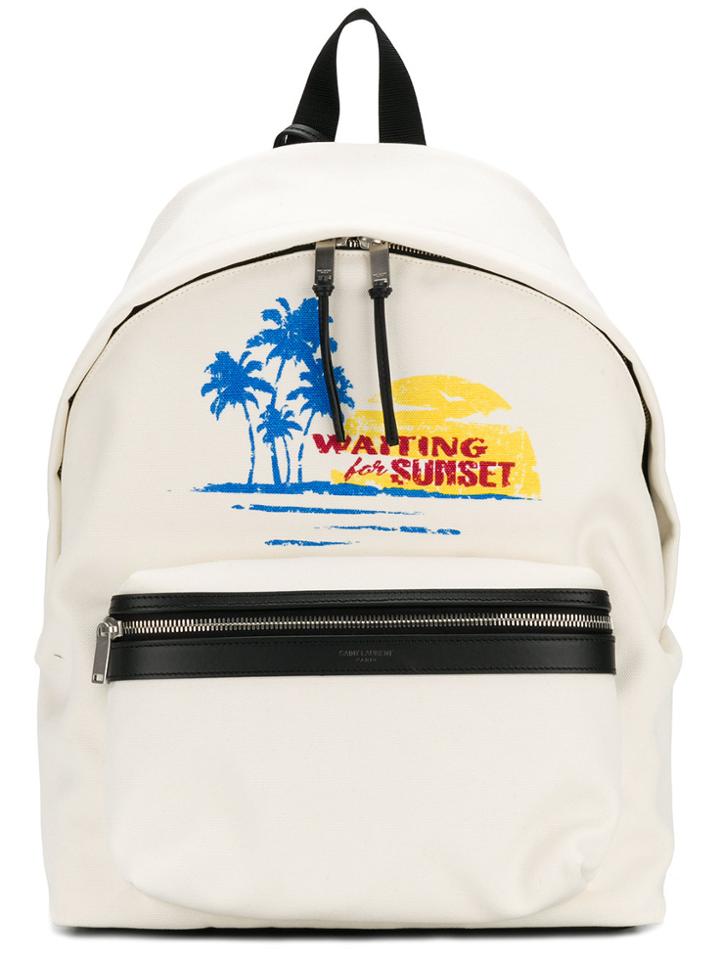 Saint Laurent City Waiting For Sunset Backpack - White