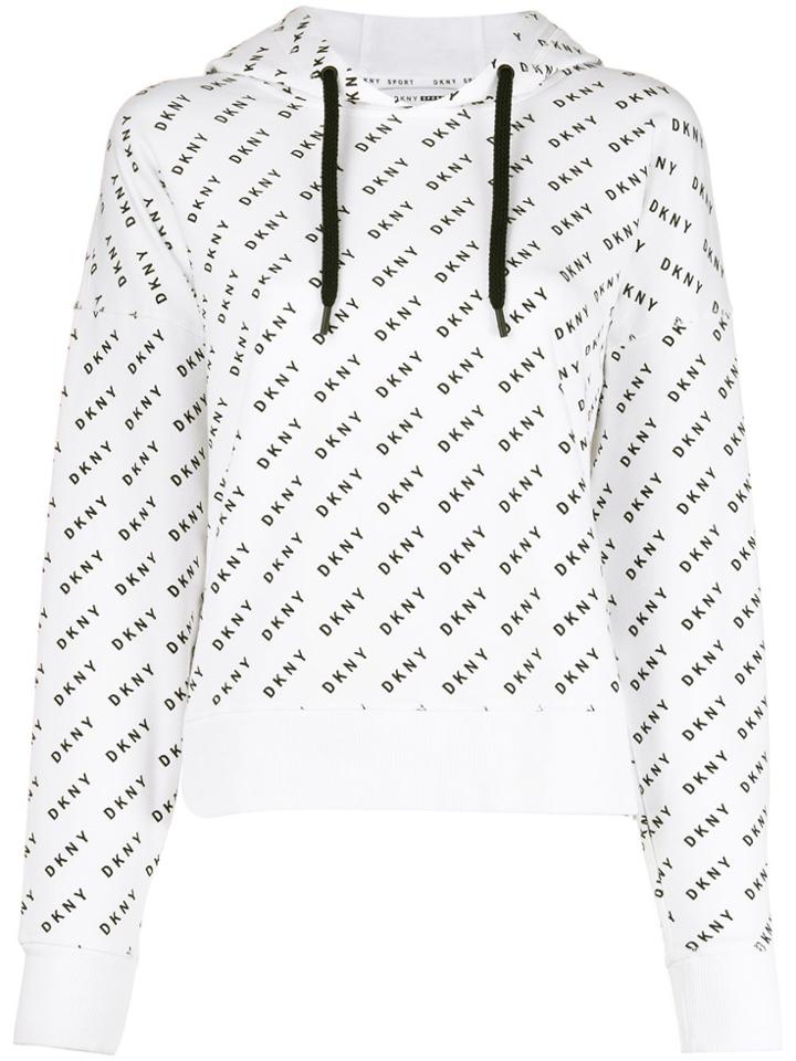 Dkny Relaxed-fit Logo-print Hoodie - White