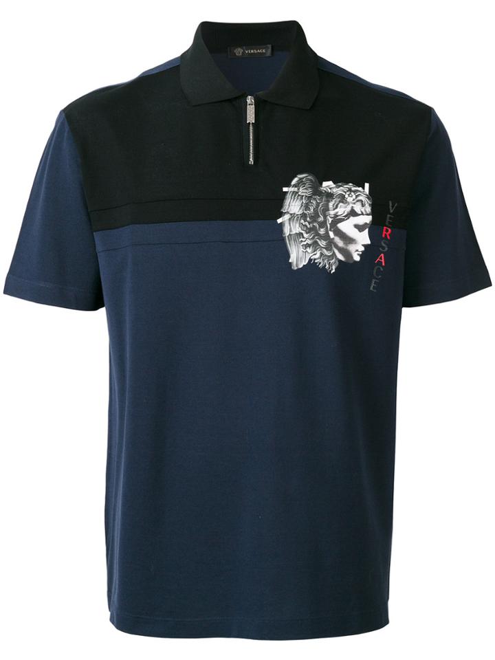 Versace Emperor Print Polo Shirt - Blue